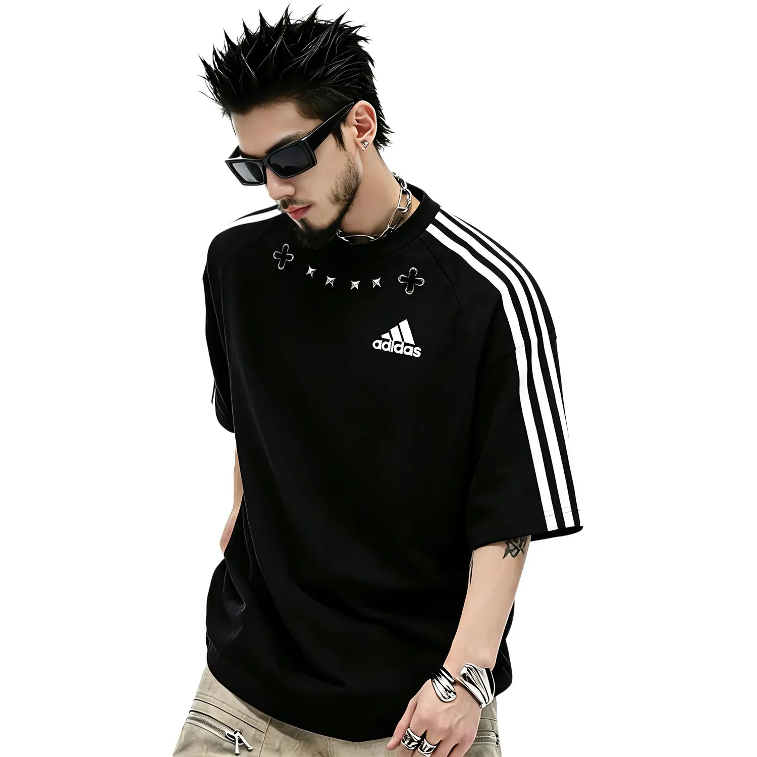 Футболка хлопковая Adidas Black White