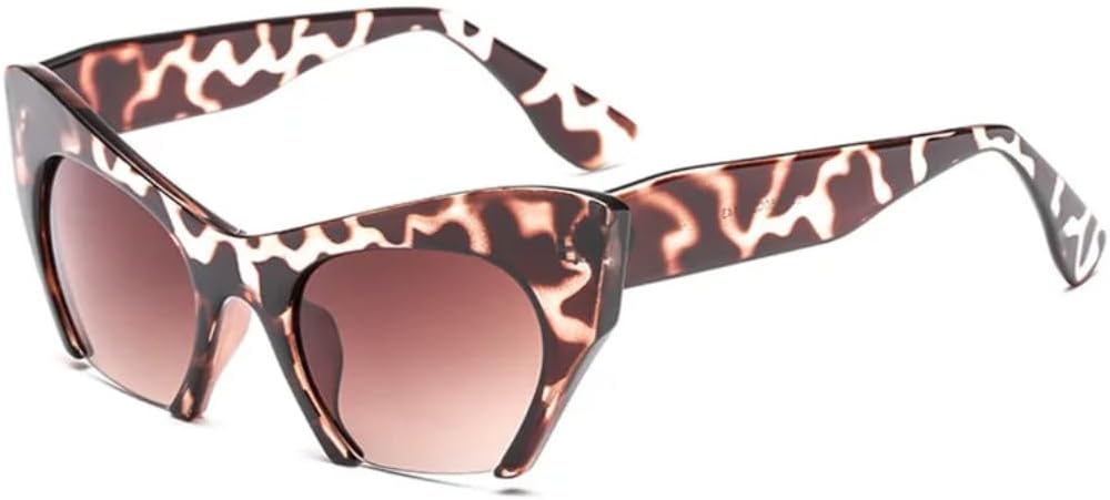 

Классические солнцезащитные очки «кошачий глаз» для женщин, ретро-стиль, полуободковая оправа, двухцветная градиентная оправа, защита от УФ-излучения UV400 UATXTAU, Leopard Tea