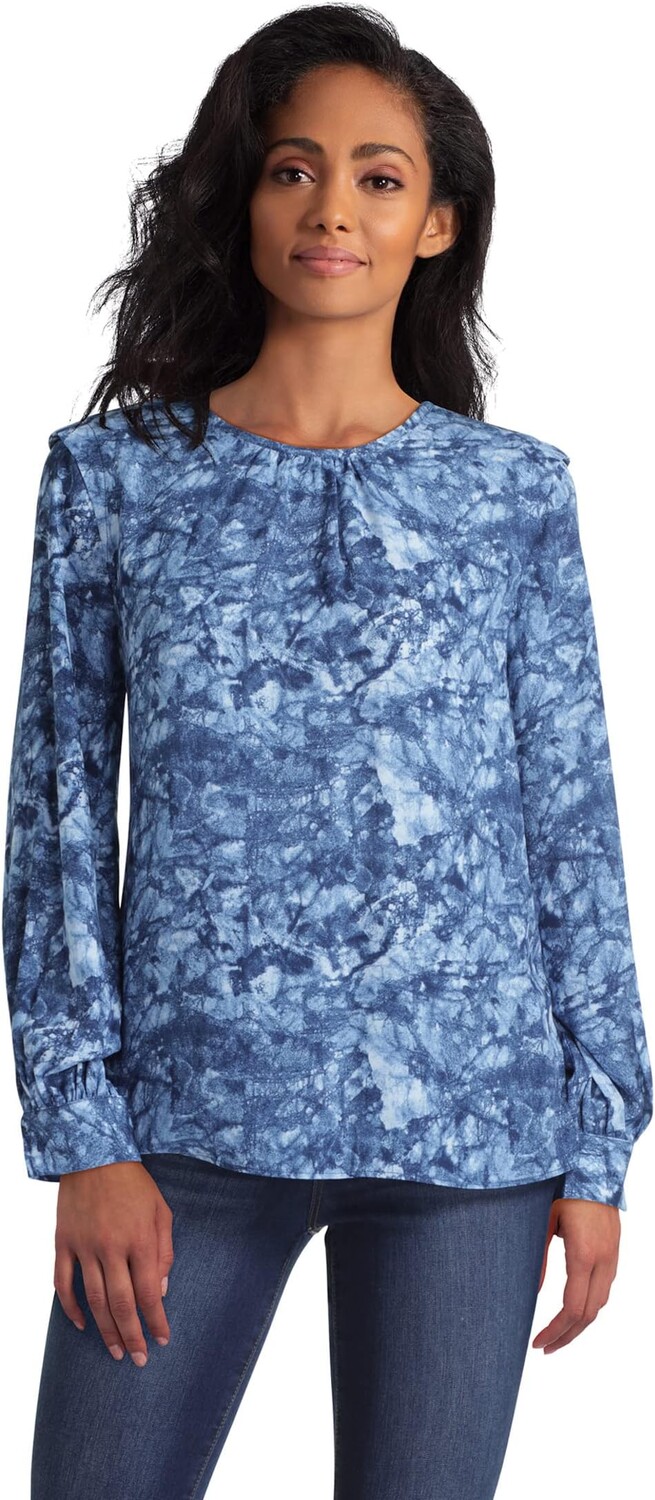 

Блуза H Halston Long Sleeve Blouson Blouse, цвет Hidden Lines Pacific Coast