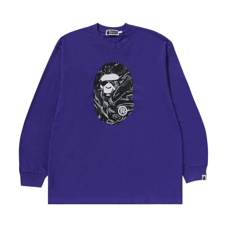 

Футболка BAPE Marbling Camo Ape Head Relaxed Fit Long-Sleeve Tee, Purple