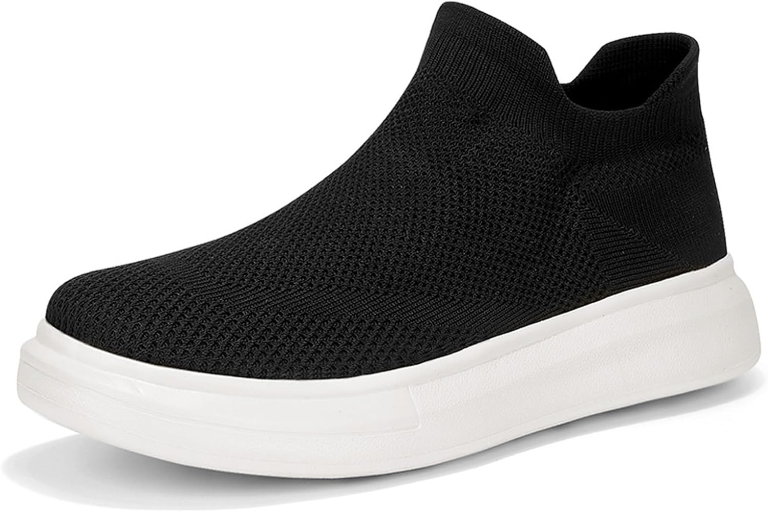 

Мужские прогулочные кроссовки дышащие легкие повседневные слипоны сетка EVA плоские женские носочные туфли Generic, белый/черный