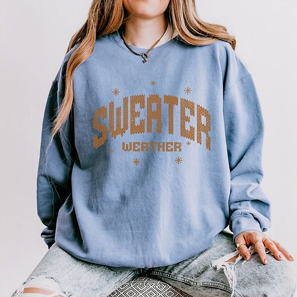 

Свитшот женский легкий, окрашенный в готовом виде, с принтом "Sweater weather" Simply Sage Market, Blue Jean, Зеленый, Свитшот женский легкий, окрашенный в готовом виде, с принтом "Sweater weather" Simply Sage Market, Blue Jean