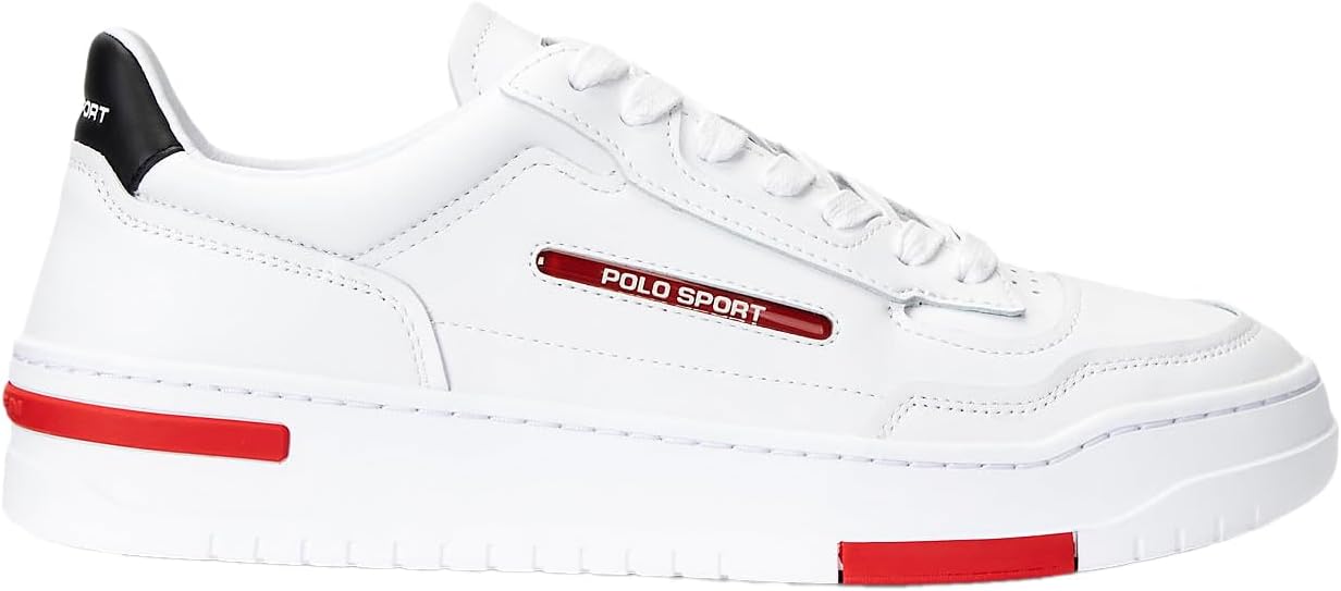 Polo Ralph Lauren мужские кожаные кроссовки low top lace, White — фото 4
