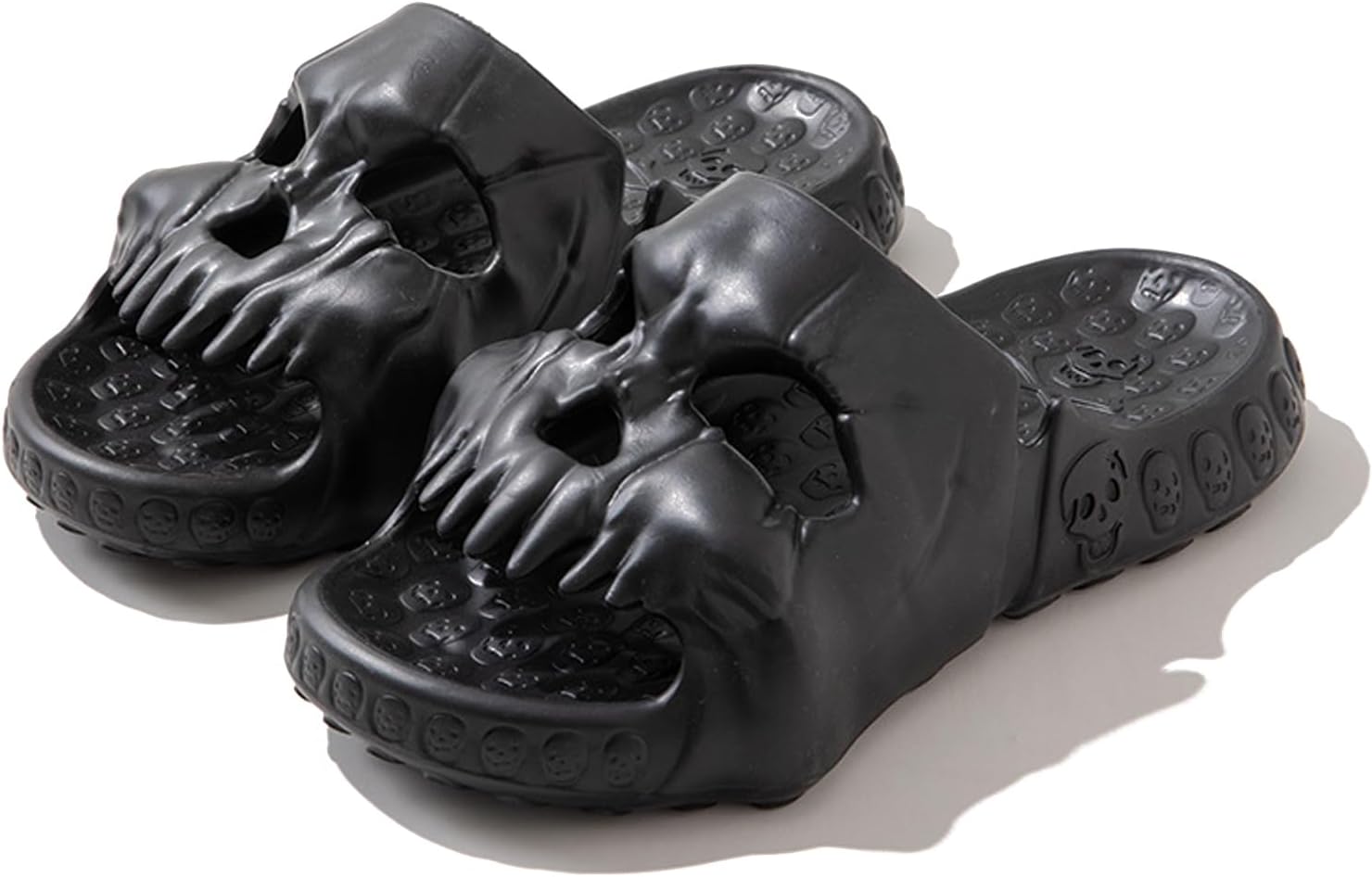 

Тапочки Mergrub Skull для женщин и мужчин с толстой подошвой, мягкие тапочки, амортизирующие для душа, нескользящие, обувь на Хэллоуин, черный