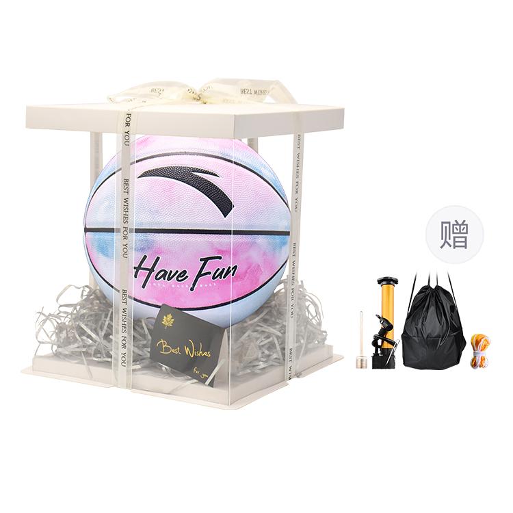 

ANTA Баскетбольный мяч PU Cuba с тай-даем в сине-розовых тонах, размер 7, для уличных тренировок и соревнований, унисекс