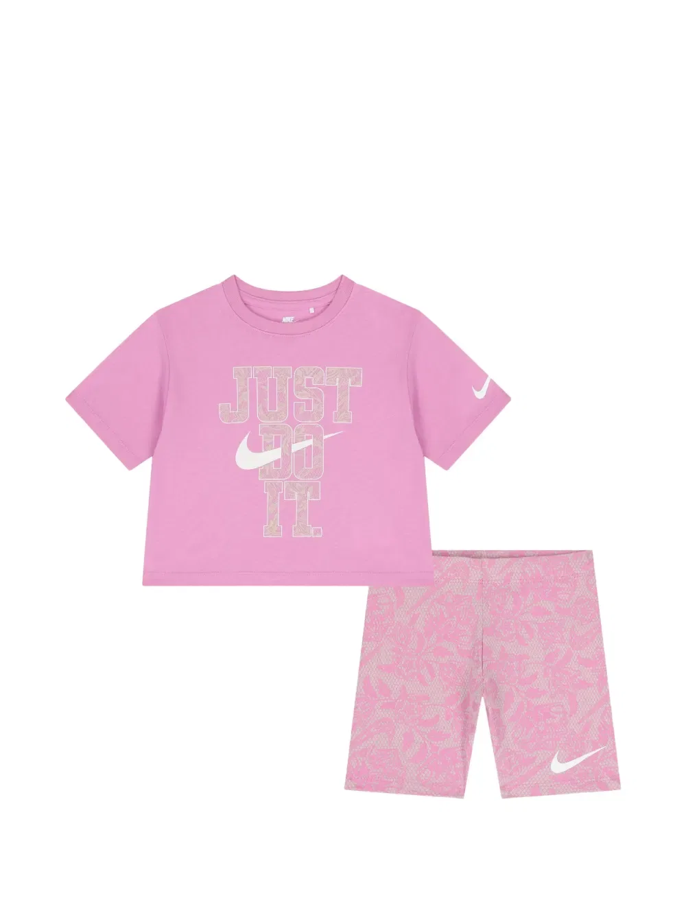 Комплект из топа и шортов с цветочным принтом Nike Kids, розовый