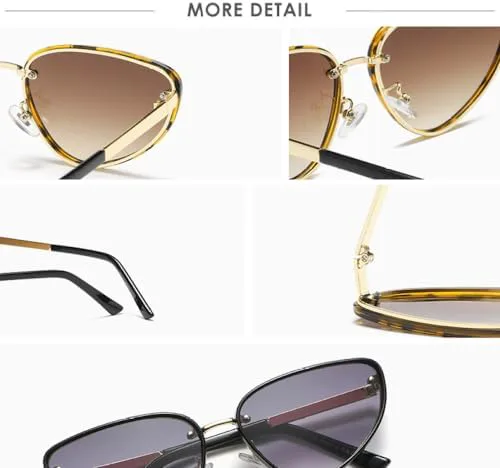 

Модные металлические солнцезащитные очки 2027 года для женщин и мужчин, панк-очки «кошачий глаз», черные очки с защитой от УФ-излучения UV400 MTZJH, Gold Brown