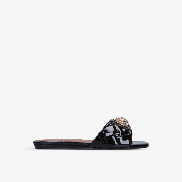 Стеганые лакированные туфли-мюли Kensington с орлом и орлом Kurt Geiger London, черный