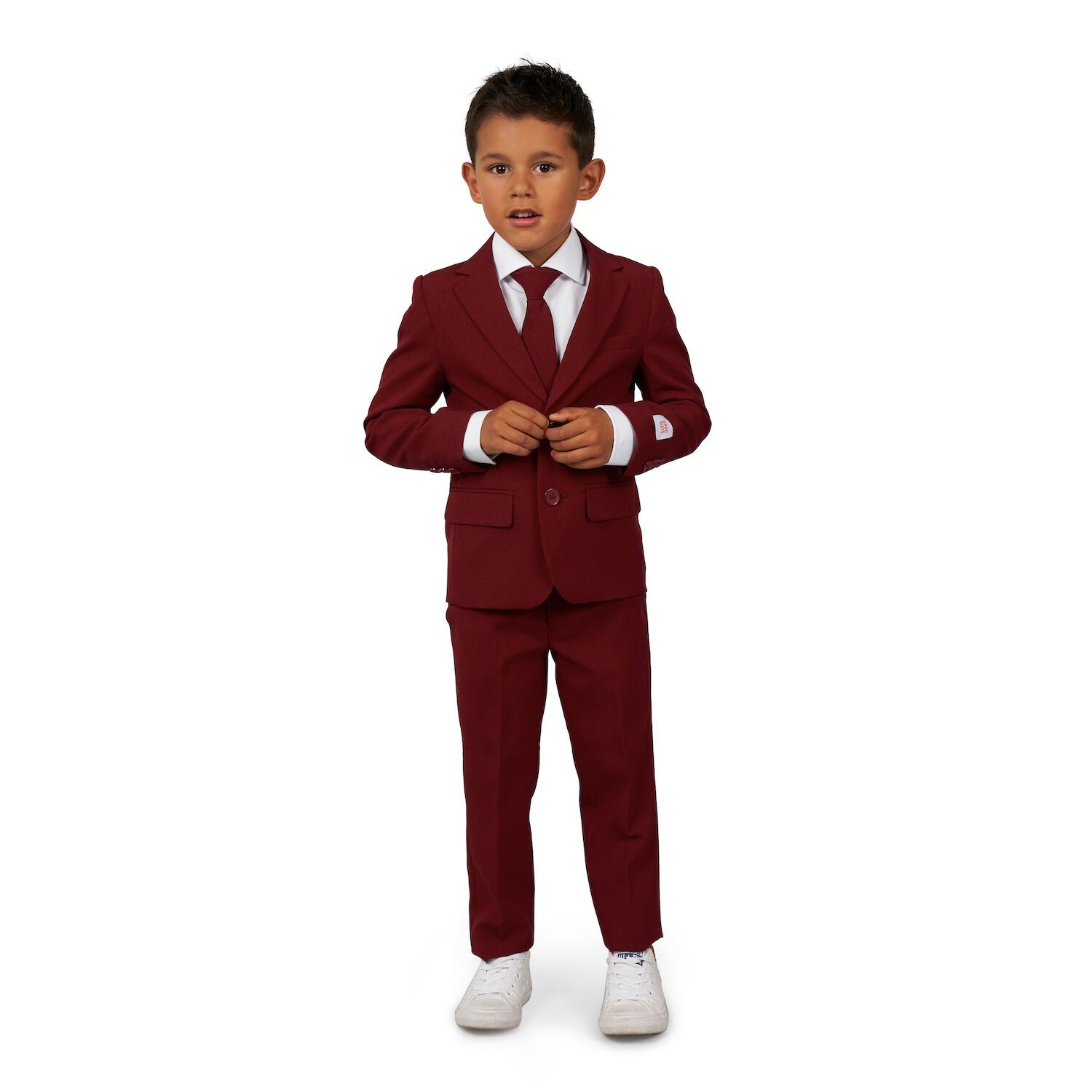 Комплект OppoSuits ярко-бордового цвета с однотонной курткой, брюками и галстуком для мальчиков 2–8 лет OppoSuits — фото 3