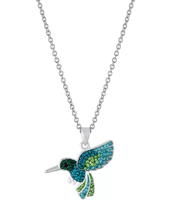 

Подвеска в виде колибри с кристаллами, цепочка-удлинитель 16+2 дюйма, посеребренная Macy'S, silver