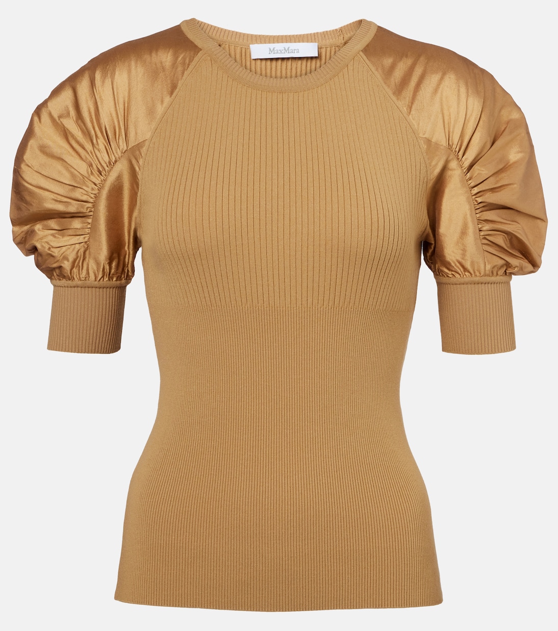 

Топ из ребристой трикотажной ткани с крепом Max Mara, Caramello