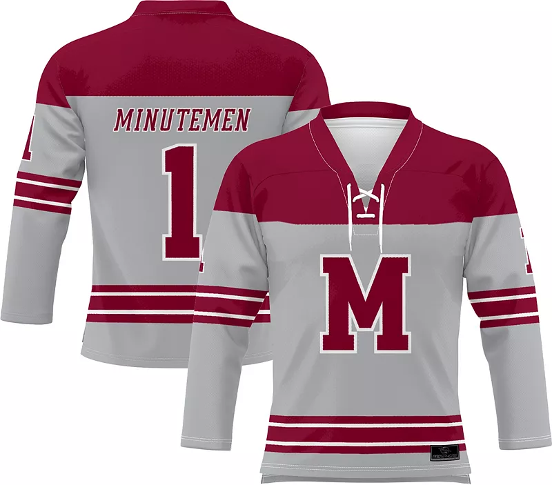 

Мужская серая хоккейная майка ProSphere UMass Minutemen #1 из сублимированной сублимации