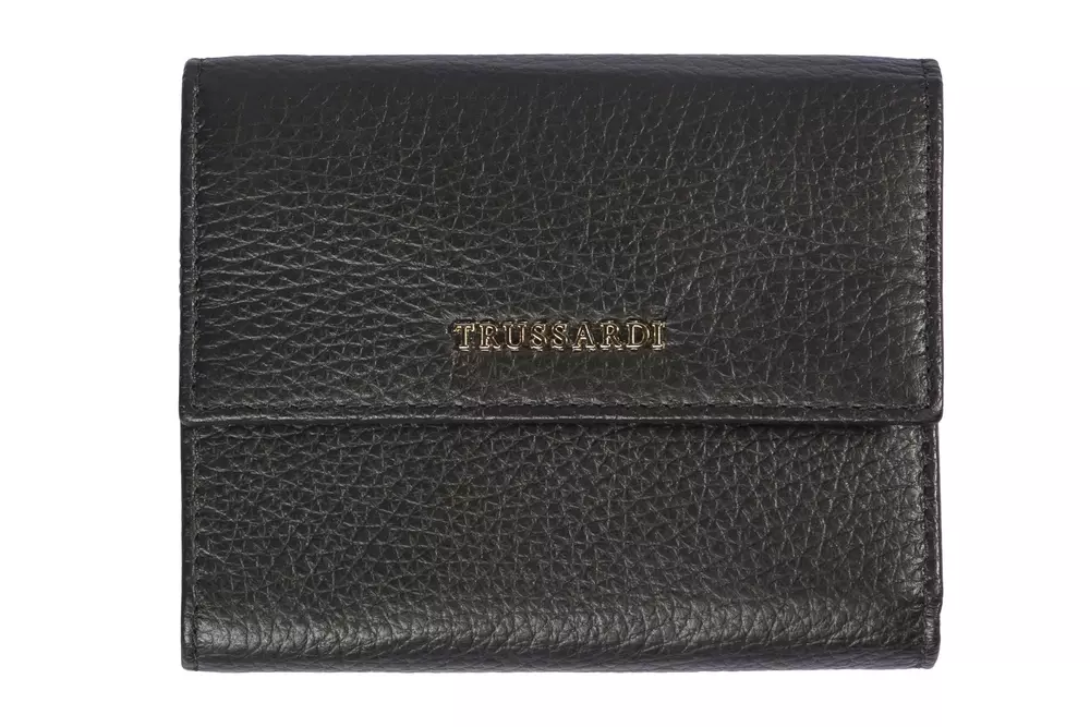 

Черный кожаный женский кошелек Trussardi
