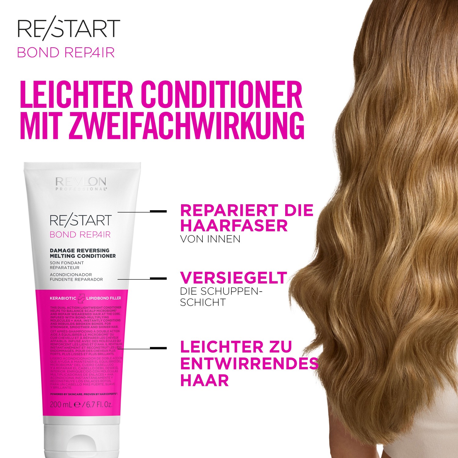 Кондиционер для волос restart bond repair Revlon Professional, объем 750 мл — фото 3