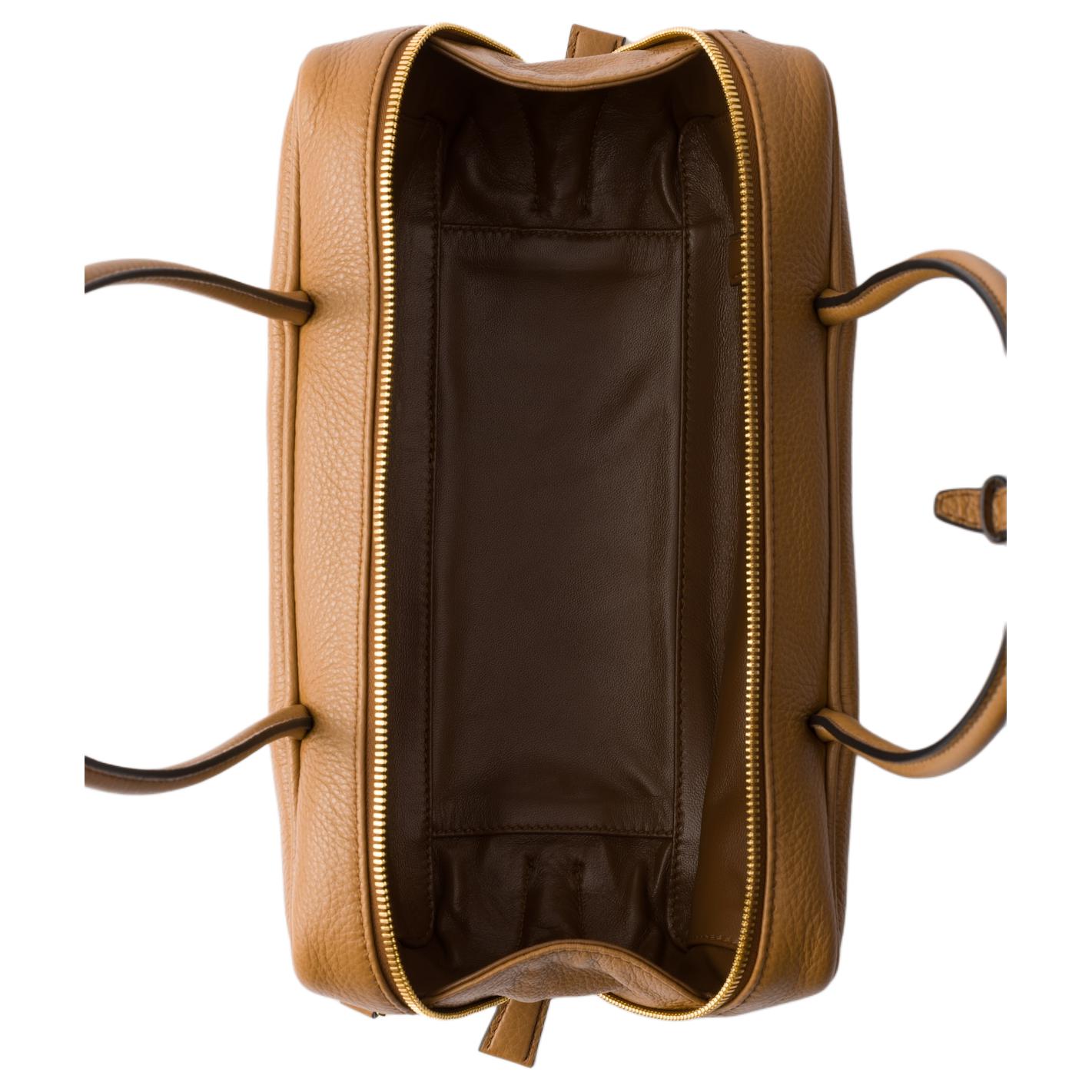 Средняя женская сумка через плечо из телячьей кожи Caramel PRADA, basic set (bag+dust bag) — фото 4