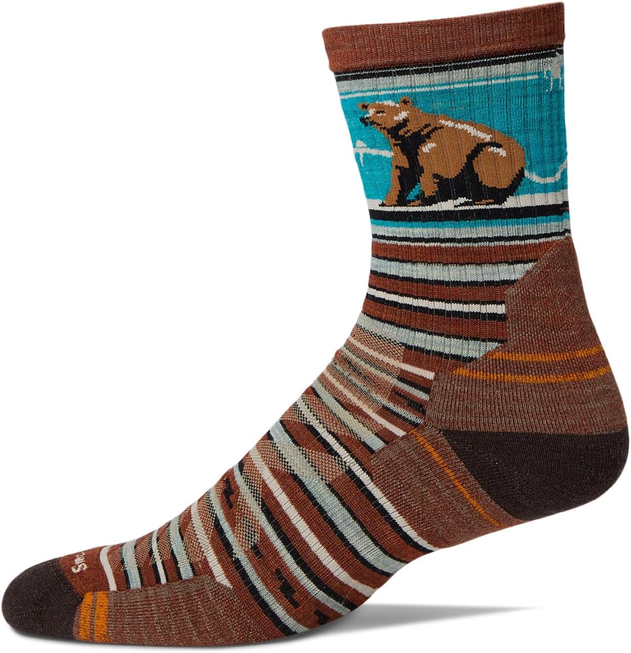 

Носки Smartwool Hike Targeted Cushion Bear Stripe Mid Crew Socks, цвет Picante