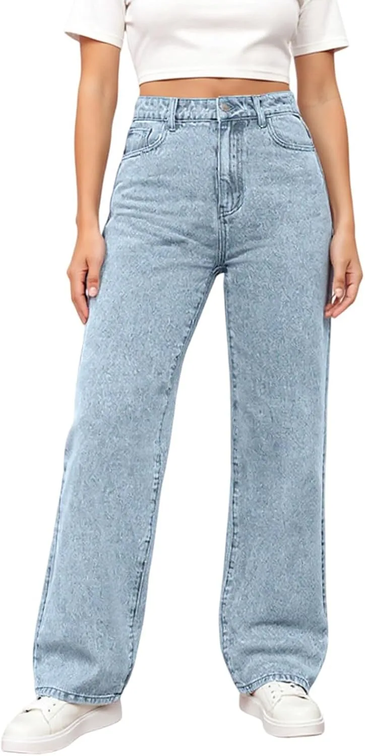 

Женские джинсы FlekmanArt с широкими штанинами и высокой посадкой