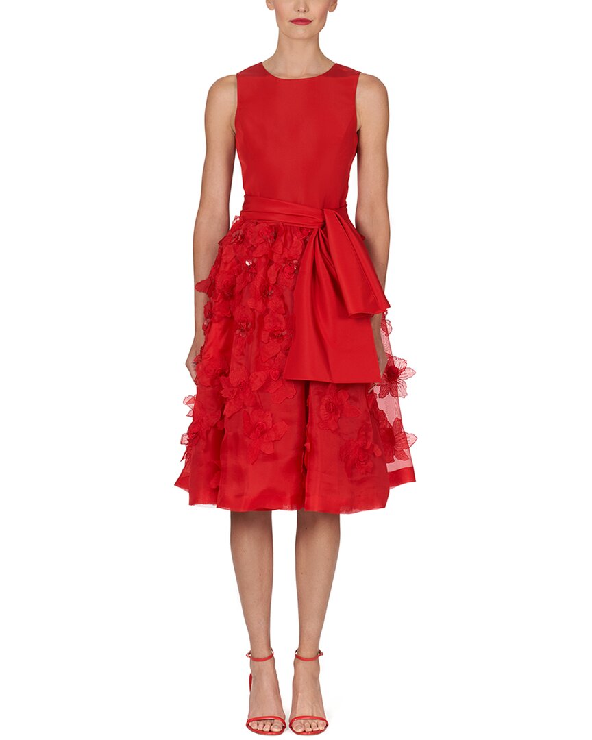 

Украшенное шелковое платье А-силуэта от Carolina Herrera, красный