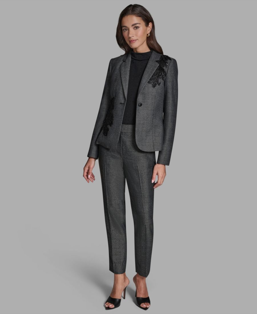 

Женская оригинальная куртка с воротником-стойкой и одной пуговицей BCBG, Black Multi