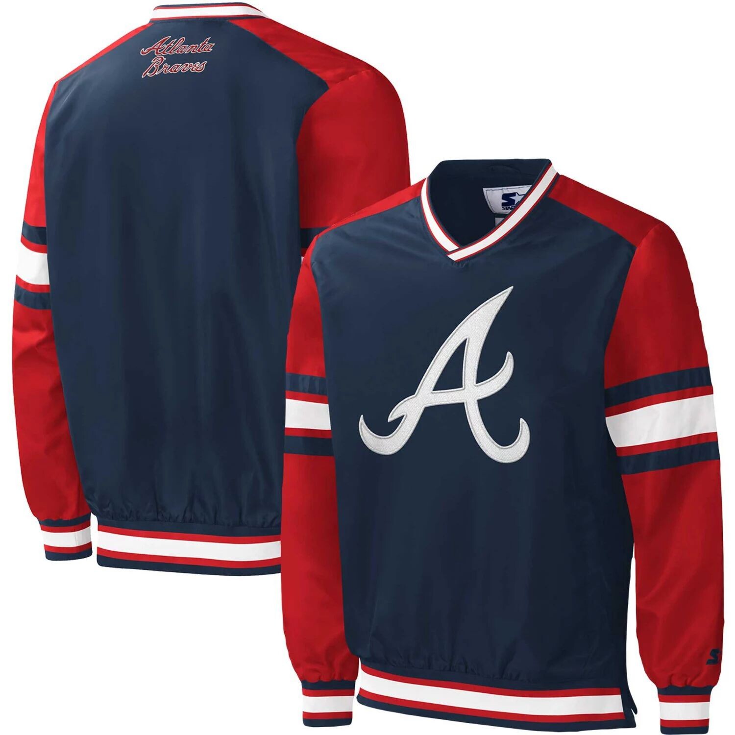 

Мужской темно-синий пуловер-ветровка Atlanta Braves Yardline Starter