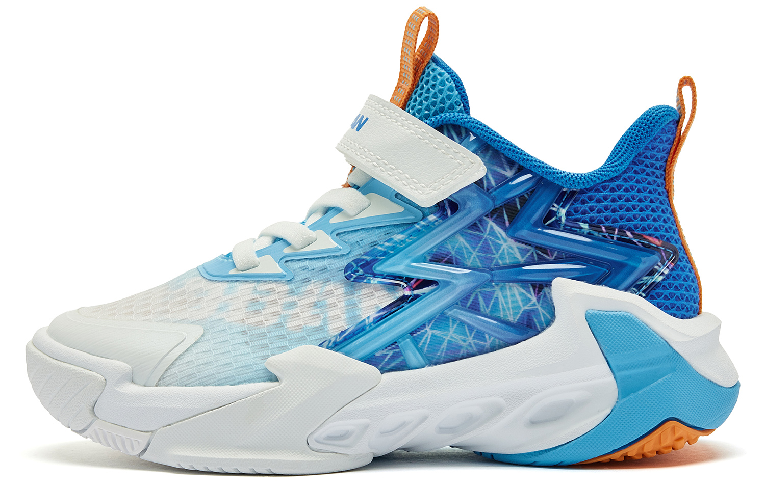 

QIAODAN Амортизация, износостойкие низкие детские баскетбольные кроссовки blue white для детей 3-7 лет