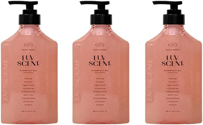 Скраб для тела LUV SCENT Love Scent Scrub Wash Flower Market, набор 3 шт, 500 мл
