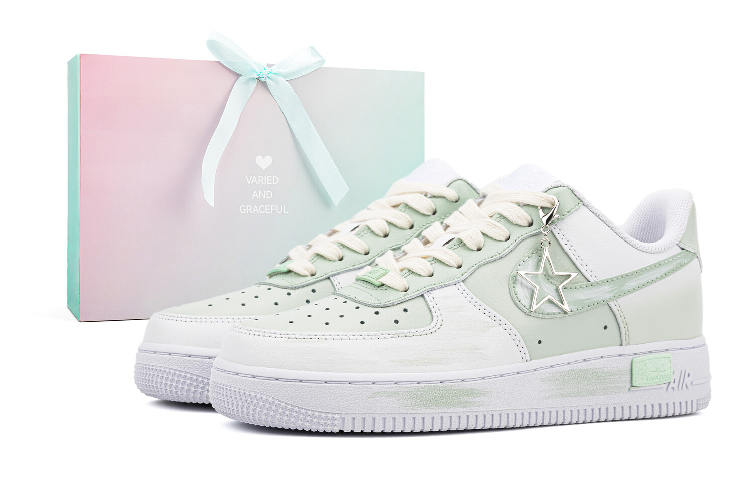 Кроссовки Nike Air Force 1 Skateboarding Shoes Unisex Low-top White/green, зеленый