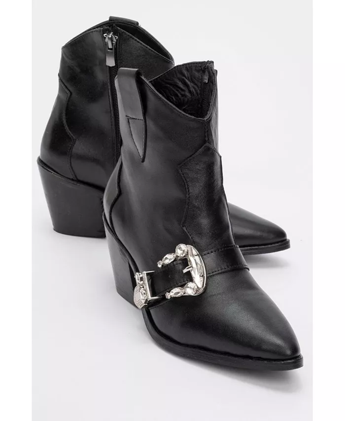 Любые кожаные ботинки с пряжкой (женские) Forever & Always Shoes, черный