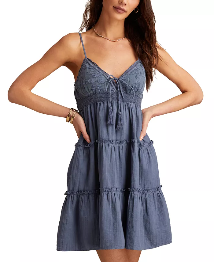 

Женское мини-платье-бэбидолл из хлопка с ярусами Lucky Brand, синий