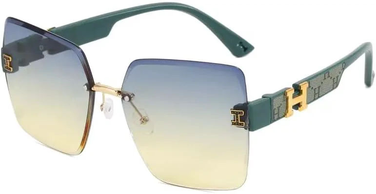 

Модные европейские и американские солнцезащитные очки премиум-класса в крупной оправе | безрамочный декоративный дизайн - роскошный нейтральный оттенок DHJKLUJO, 4