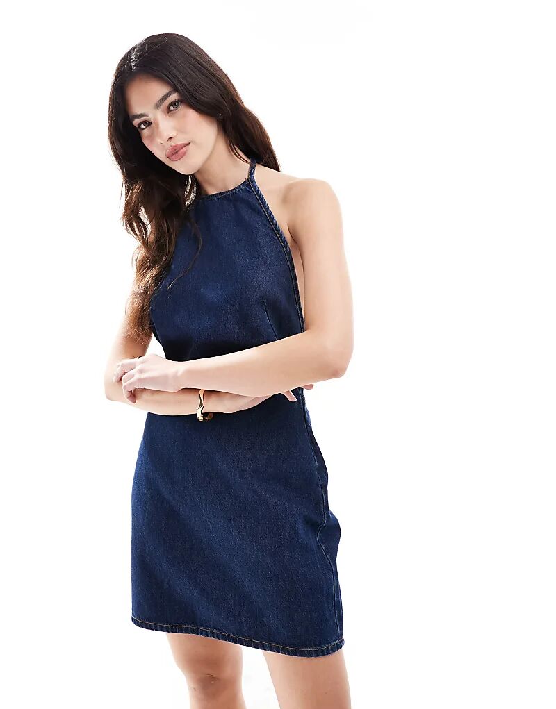 

Джинсовое мини-платье Cotton On Halter синего цвета Cotton On