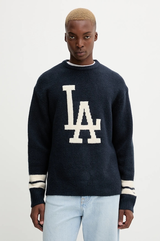 

Свитер из смесовой шерсти New Era, темно-синий