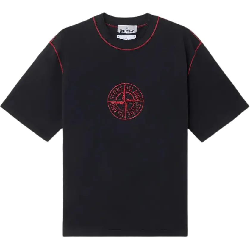 STONE ISLAND Футболка Year Of The Snake Limited Collection унисекс черная с круглым вырезом прямой крой