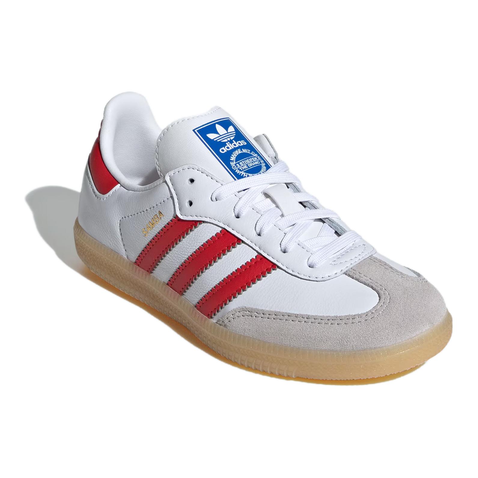 Adidas Originals Детские кроссовки для скейтбординга SAMBA OG, устойчивые к истиранию, низкие, белые, красные — фото 3