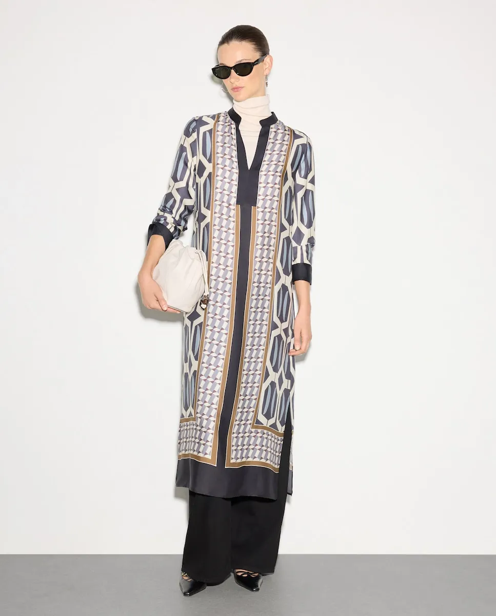 

Платье с длинными рукавами с геометрическим принтом Woman El Corte Inglés, черный