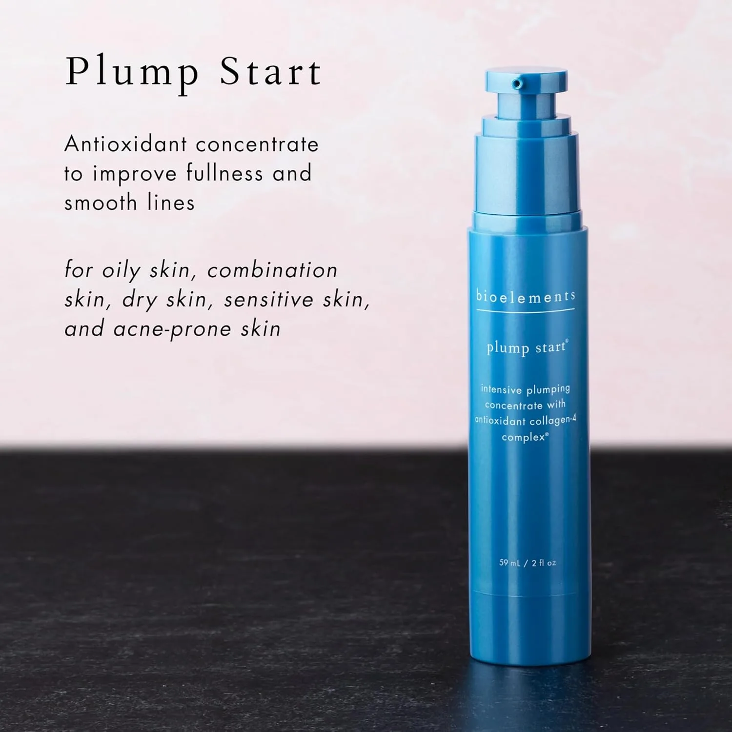Bioelements Plump Start - 59 мл - сыворотка для упругости кожи, улучшает объем и разглаживает морщинки, с комплексом Collagen-4, для всех типов кожи, веганская, без глютена, не тестировалась на животных — фото 3