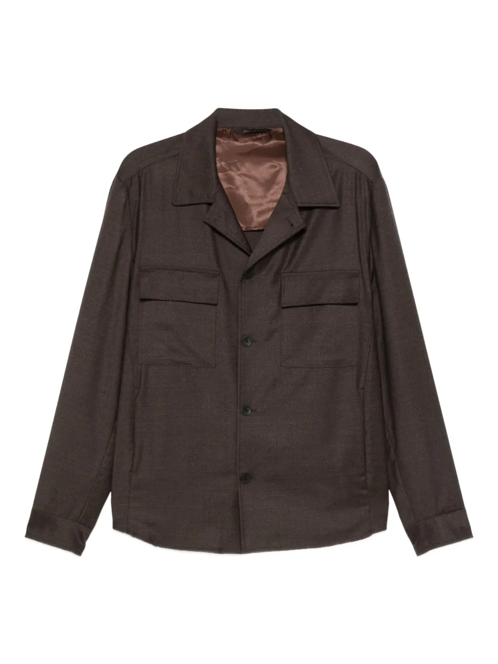 

Рубашка с застежкой на пуговицы и накладными карманами с клапанами Briglia 1949, коричневый