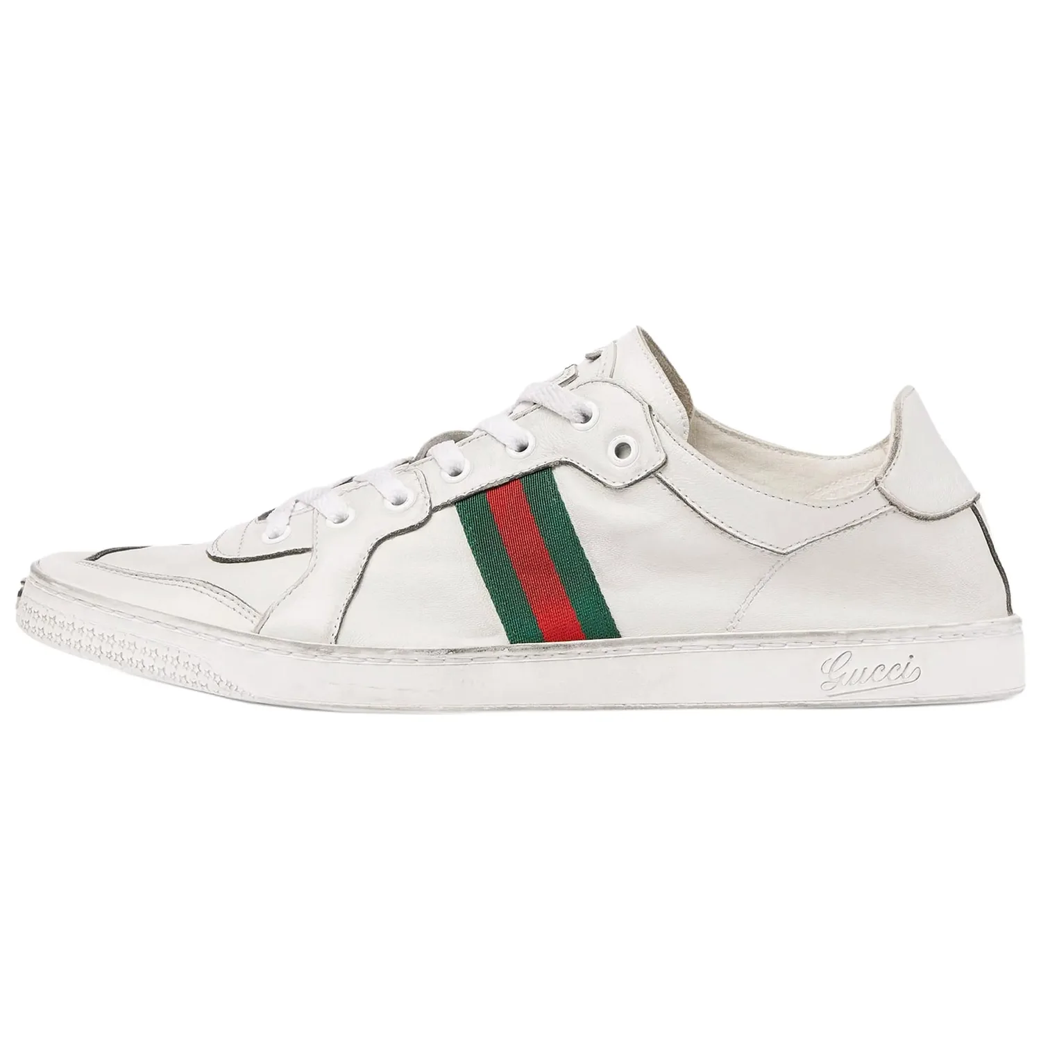GUCCI Кроссовки мужские низкие скейтерские из эластичной кожи белые