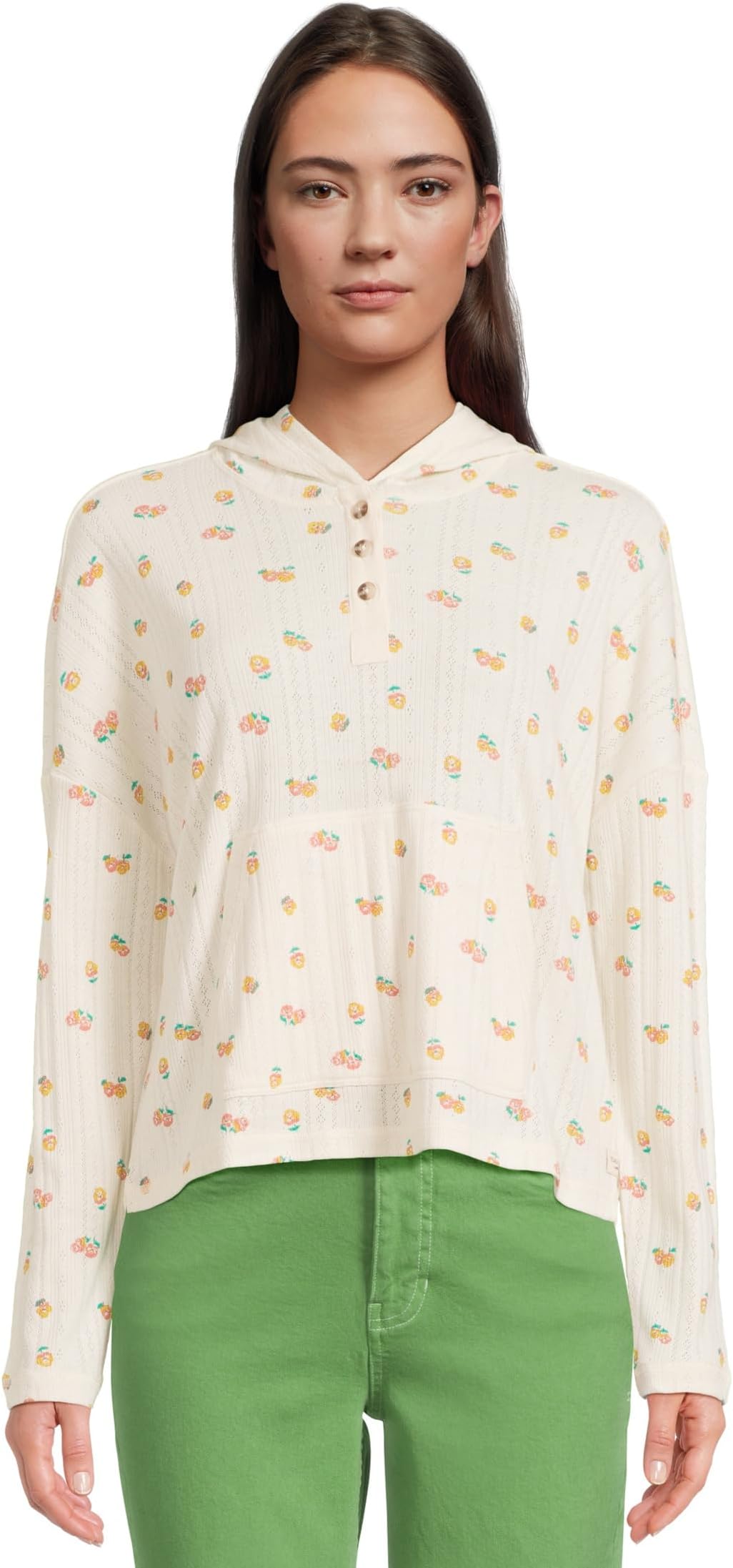 

Худи Toad&Co Foothill Pointelle Long Sleeve Hoodie, Salt Nasturtium Print