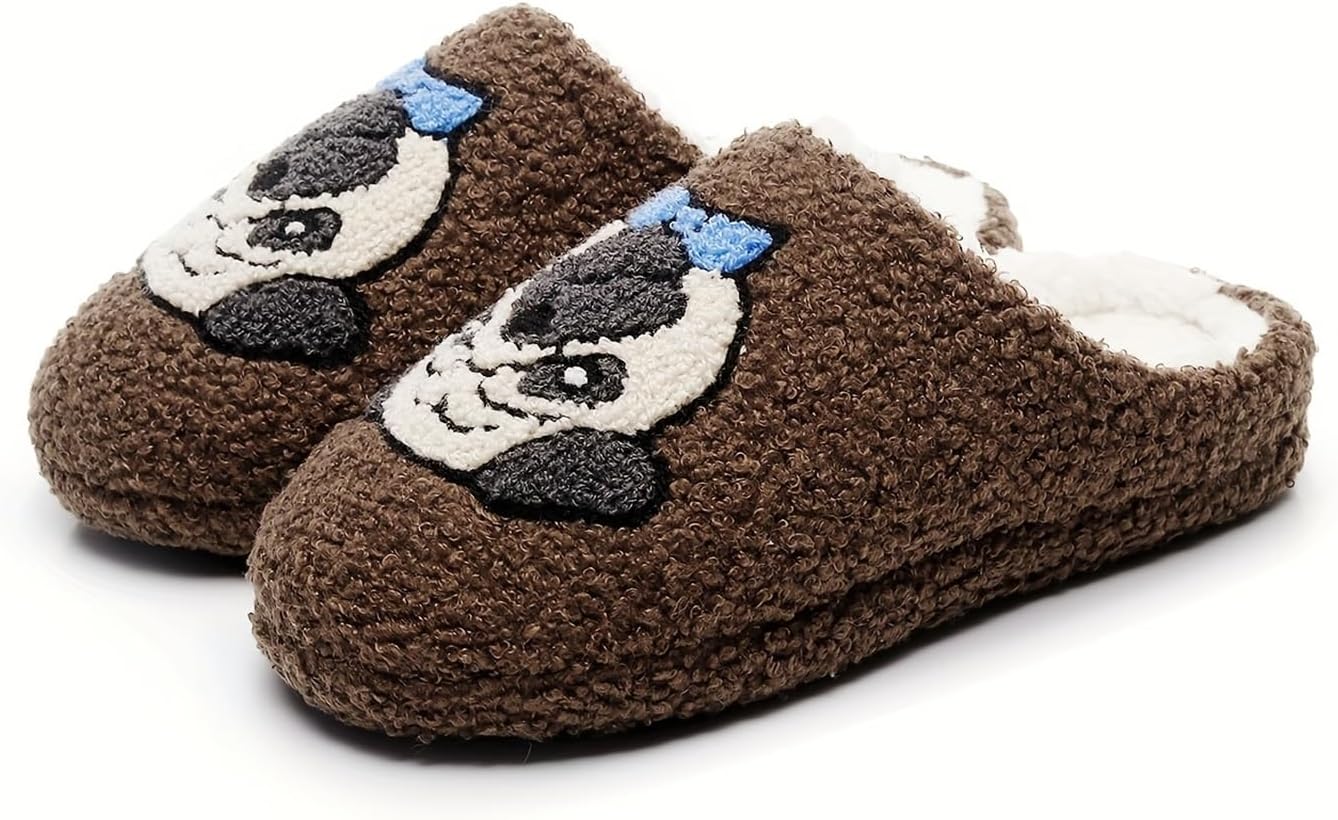 

Домашние тапочки для женщин и мужчин с эффектом памяти, на скользящей подошве, для спальни, облачные тапочки для дома и улицы с меховой подкладкой Nmhoo, Bow Pug