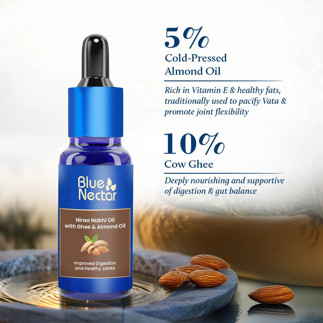 Аюрведическое масло для пупка Blue Nectar Nabhi с топленым маслом и миндальным маслом, 30 мл Blue Nectar — фото 3