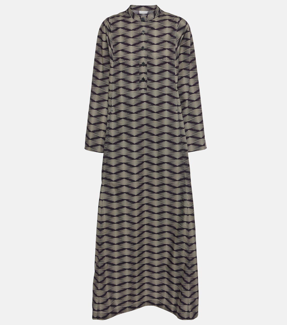 

Платье макси из хлопкового поплина с принтом Dries Van Noten, черный