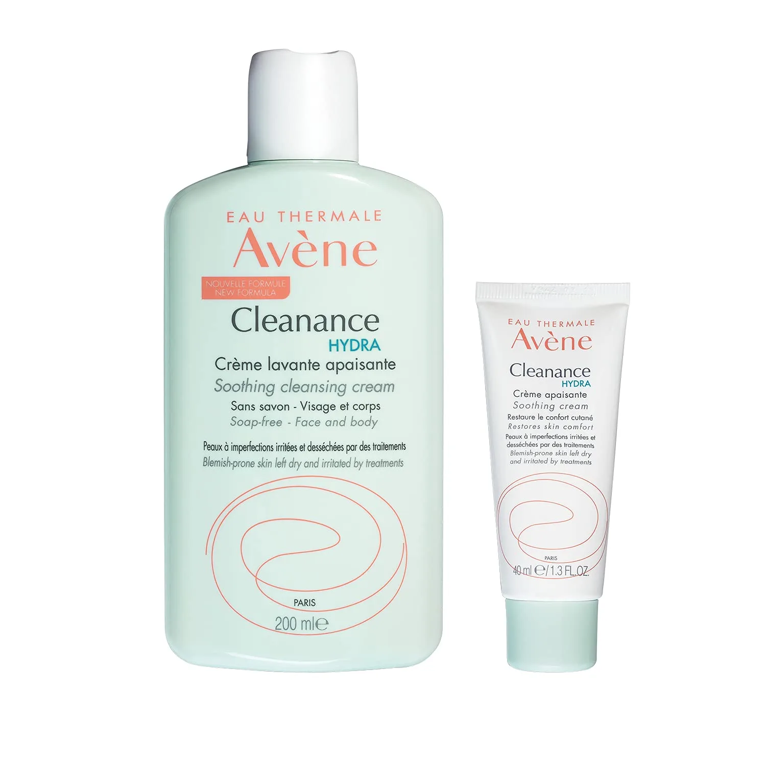 Набор Avene — Успокаивающий крем Avène Cleanance HYDRA, насыщенный увлажняющий крем, дополнительное средство для лечения подсушивающих прыщей