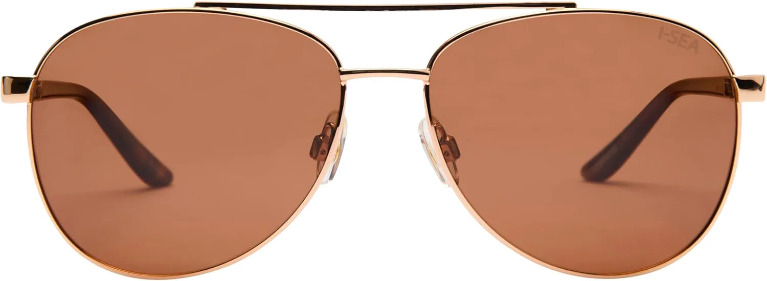 

Солнцезащитные очки-авиаторы I-SEA Kali Round, металлическая оправа, золотистый цвет, коричневые поляризованные линзы, защита от УФ-излучения, Gold Brown