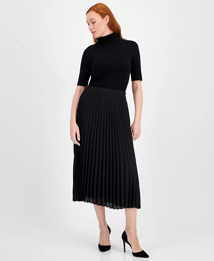 

Шифоновый плиссированный юбка на резинке Anne Klein, черный