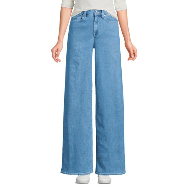 

Женские джинсы Recover Denim с высокой посадкой и широкими штанинами Lands' End, цвет hutton blue wash