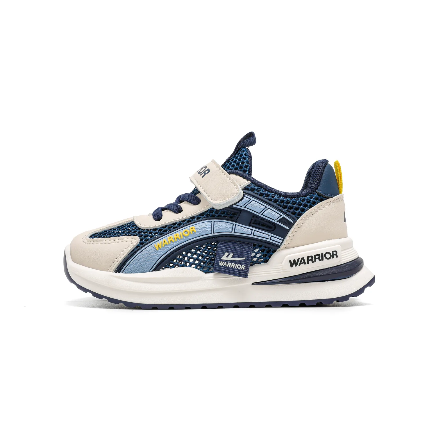 Детские повседневные кроссовки low top с сеткой, нескользящей, дышащей и устойчивой к истиранию подошвой WARRIOR, синий/бежевый
