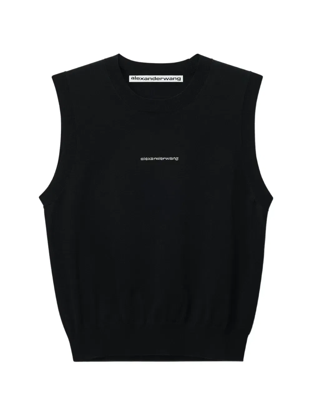 Трикотажный топ с логотипом из кристаллов Alexander Wang, черный