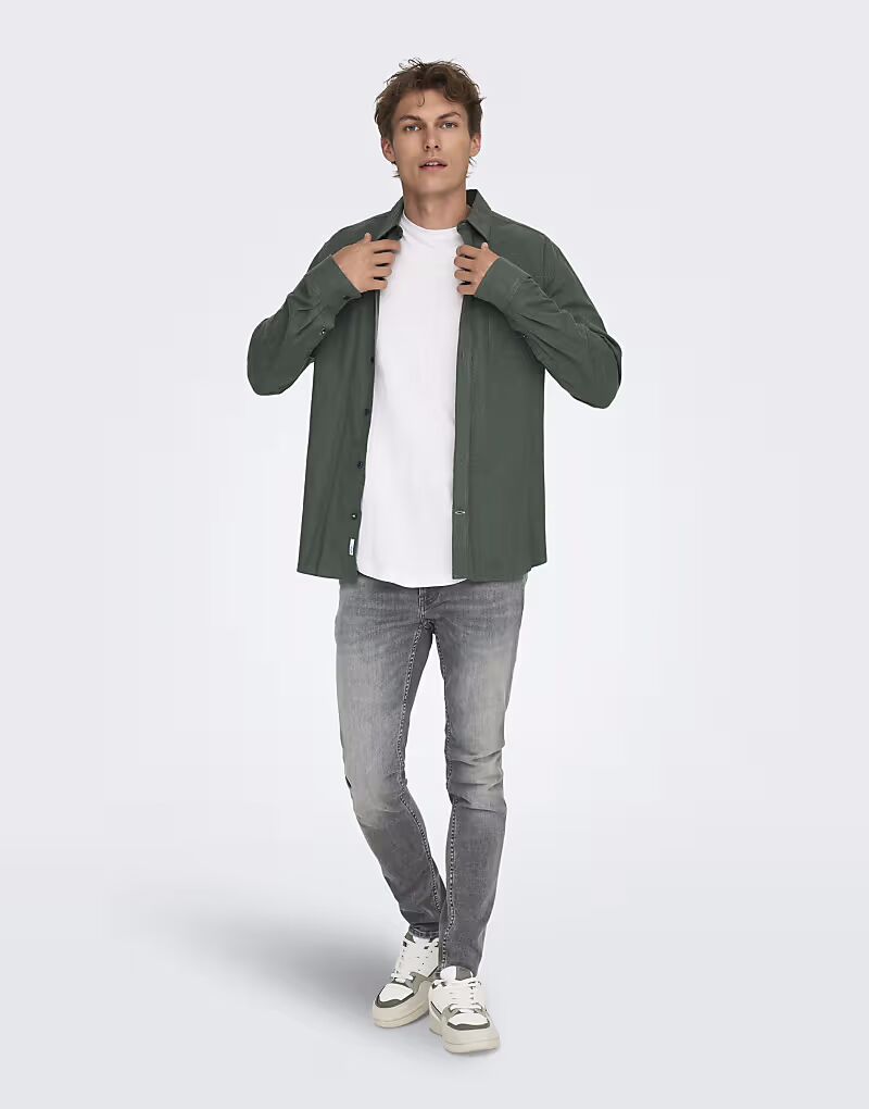 

ONLY & SONS Узкие джинсы из средне-серого денима