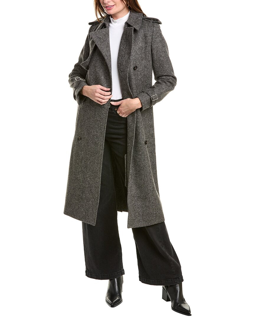 

Длинный шерстяной тренчкот Burberry, серый